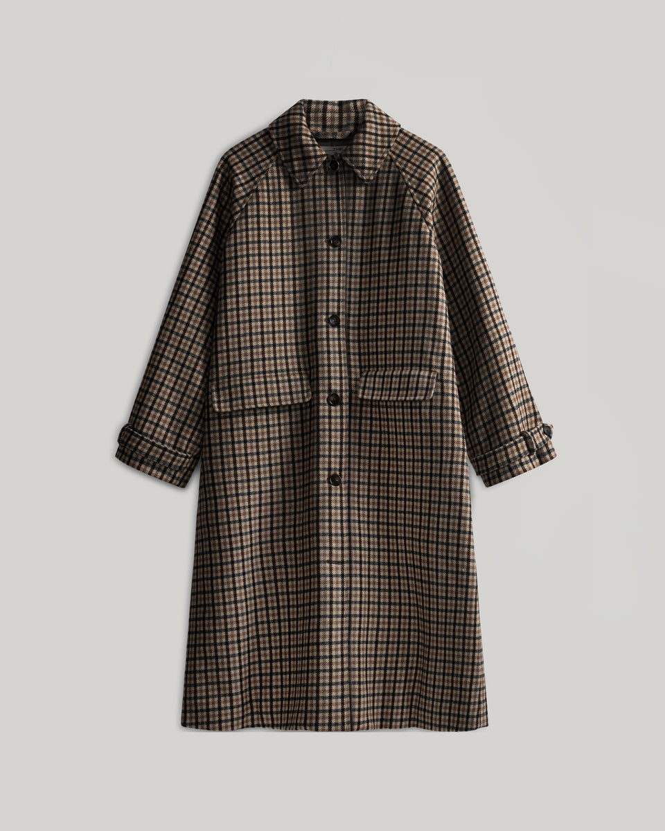 DC Wool Check Overcoat Brown Check