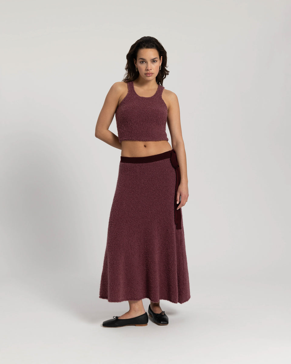 DC Bouclé Skirt Aubergine