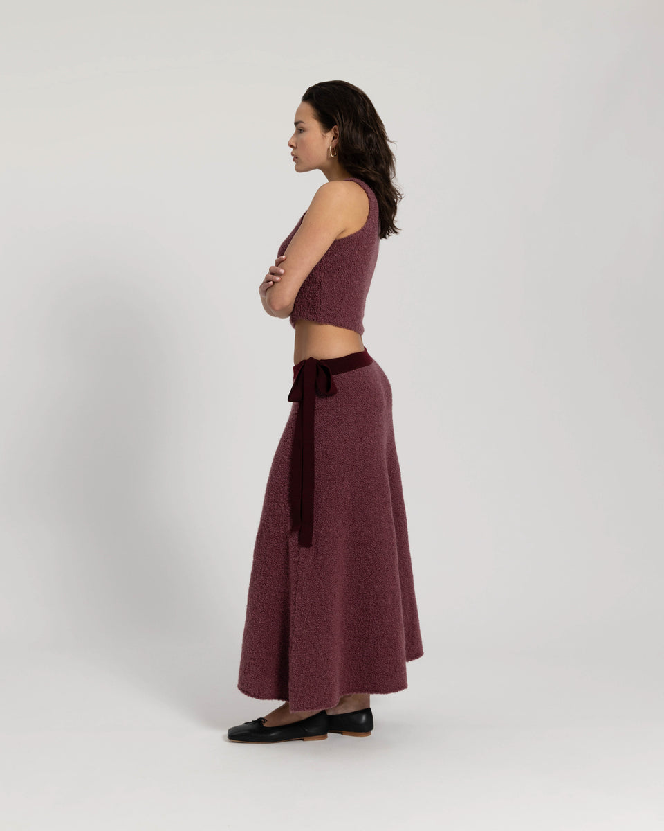 DC Bouclé Skirt Aubergine