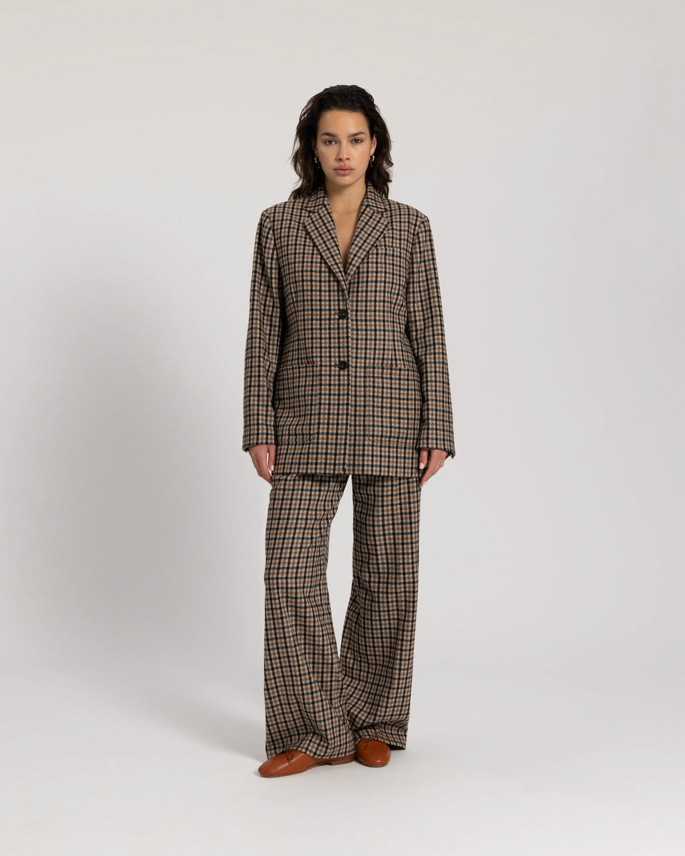 DC Wool Check Blazer Brown Check