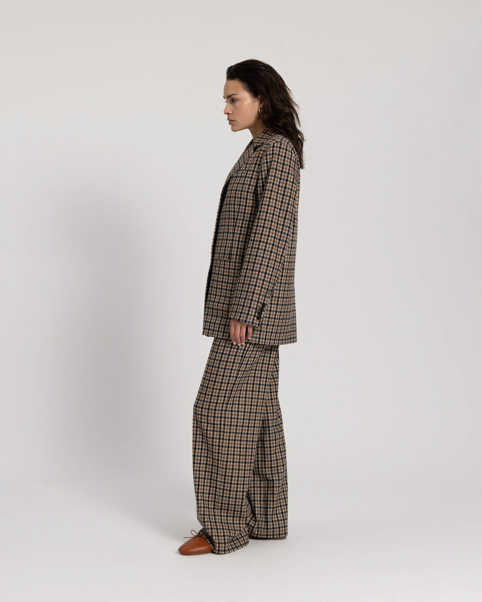 DC Wool Check Blazer Brown Check