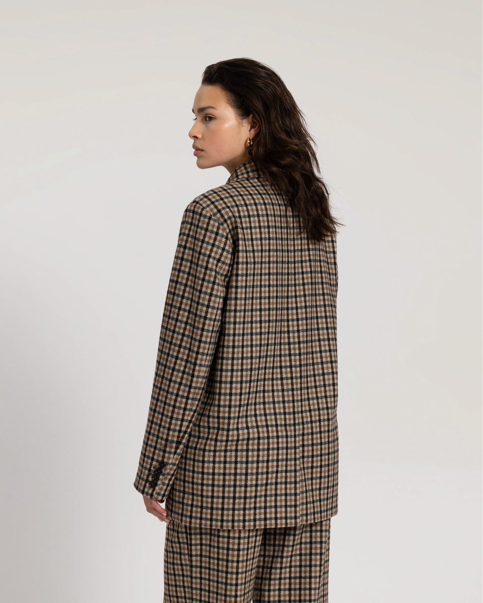 DC Wool Check Blazer Brown Check