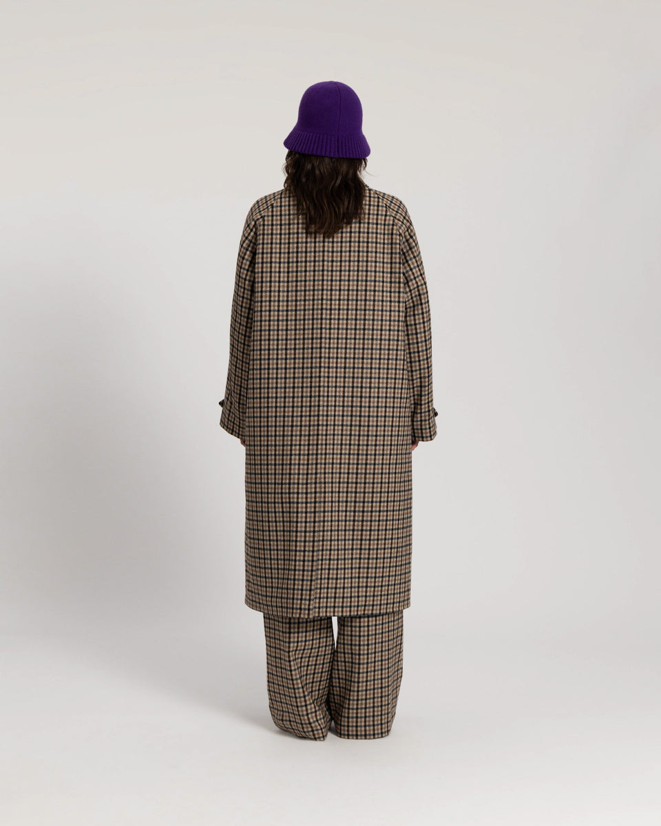 DC Wool Check Overcoat Brown Check