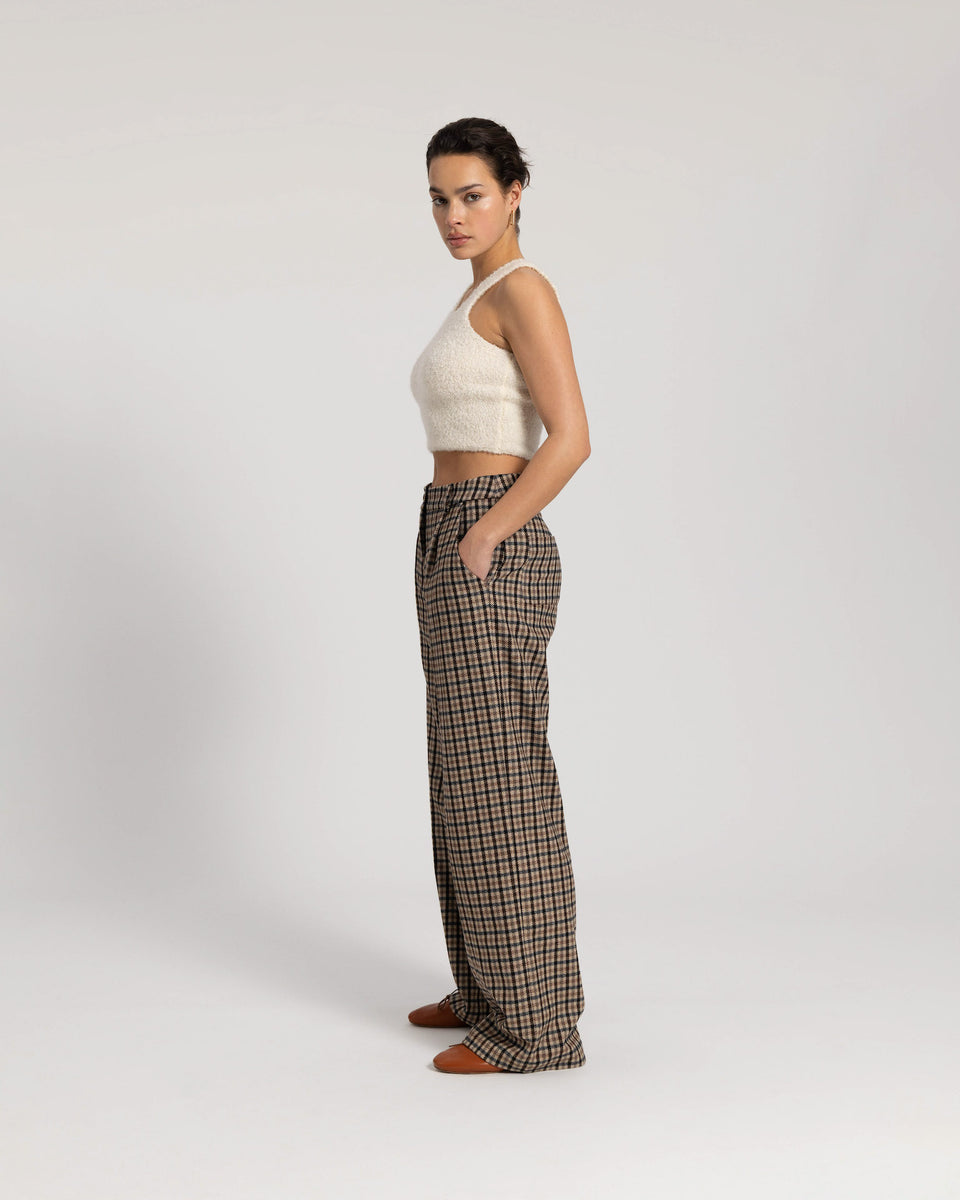DC Wool Check Trousers Brown Check