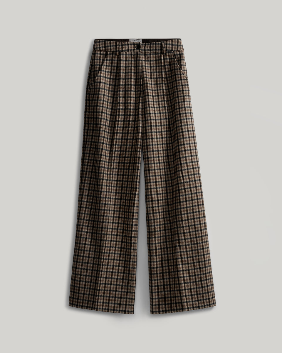 DC Wool Check Trousers Brown Check