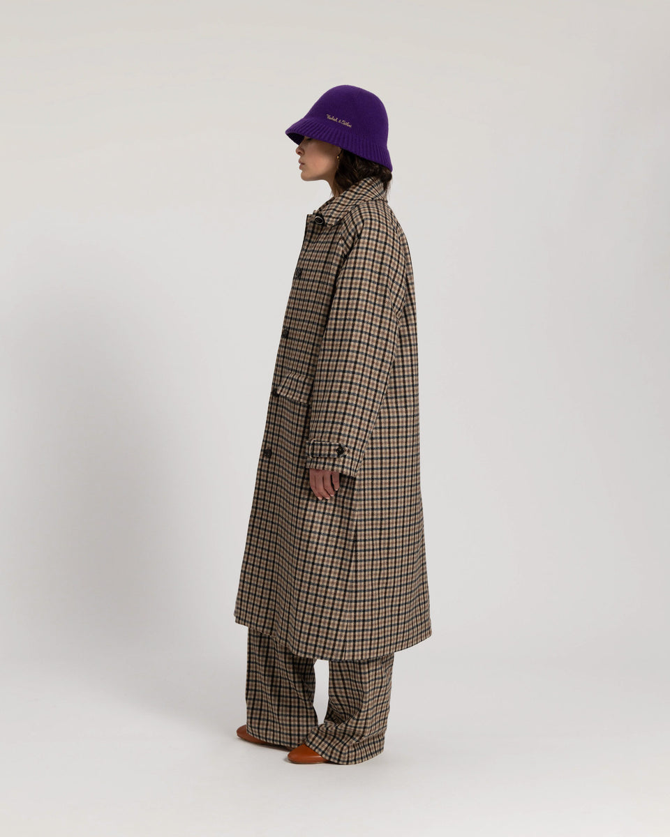 DC Wool Check Overcoat Brown Check