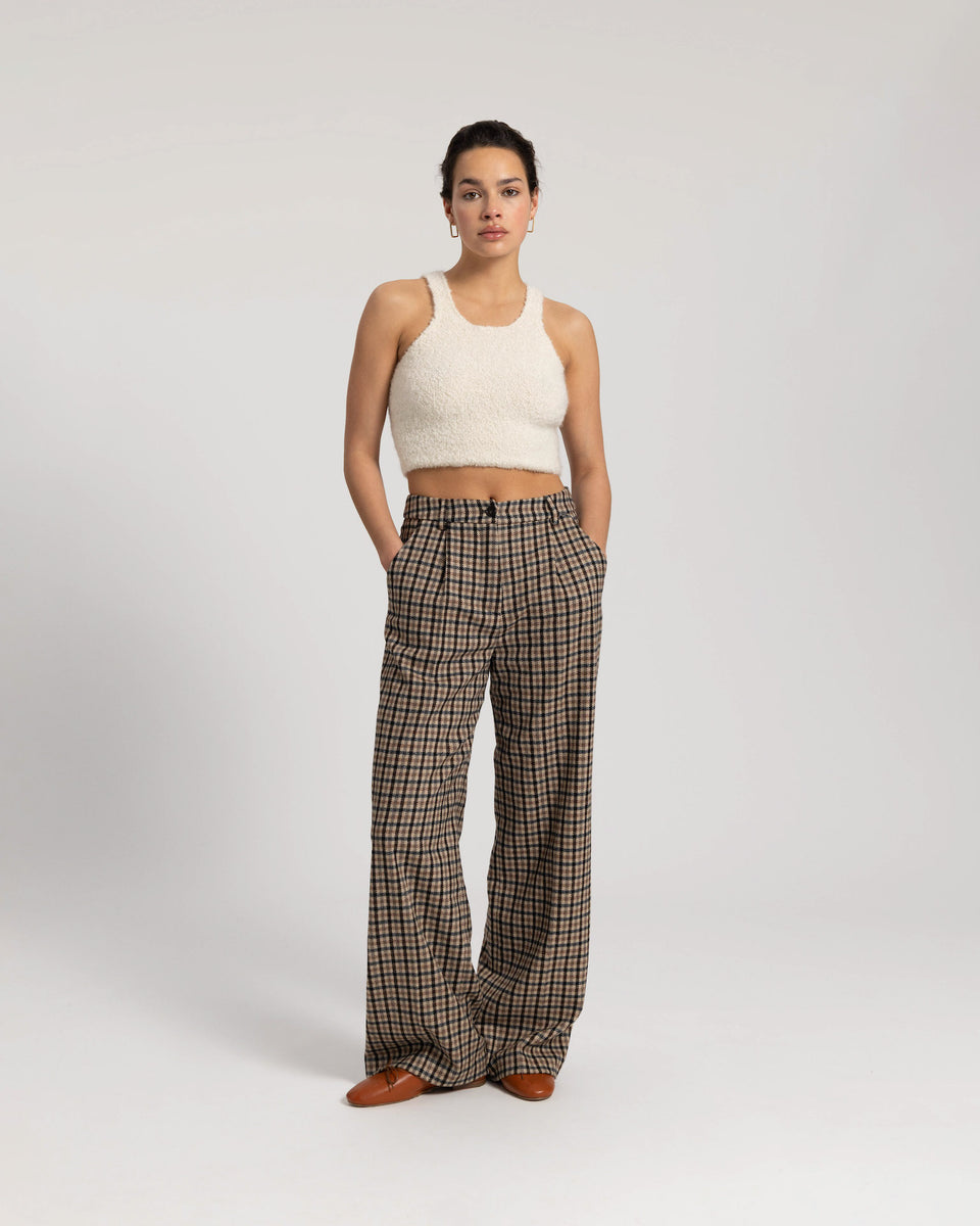 DC Wool Check Trousers Brown Check