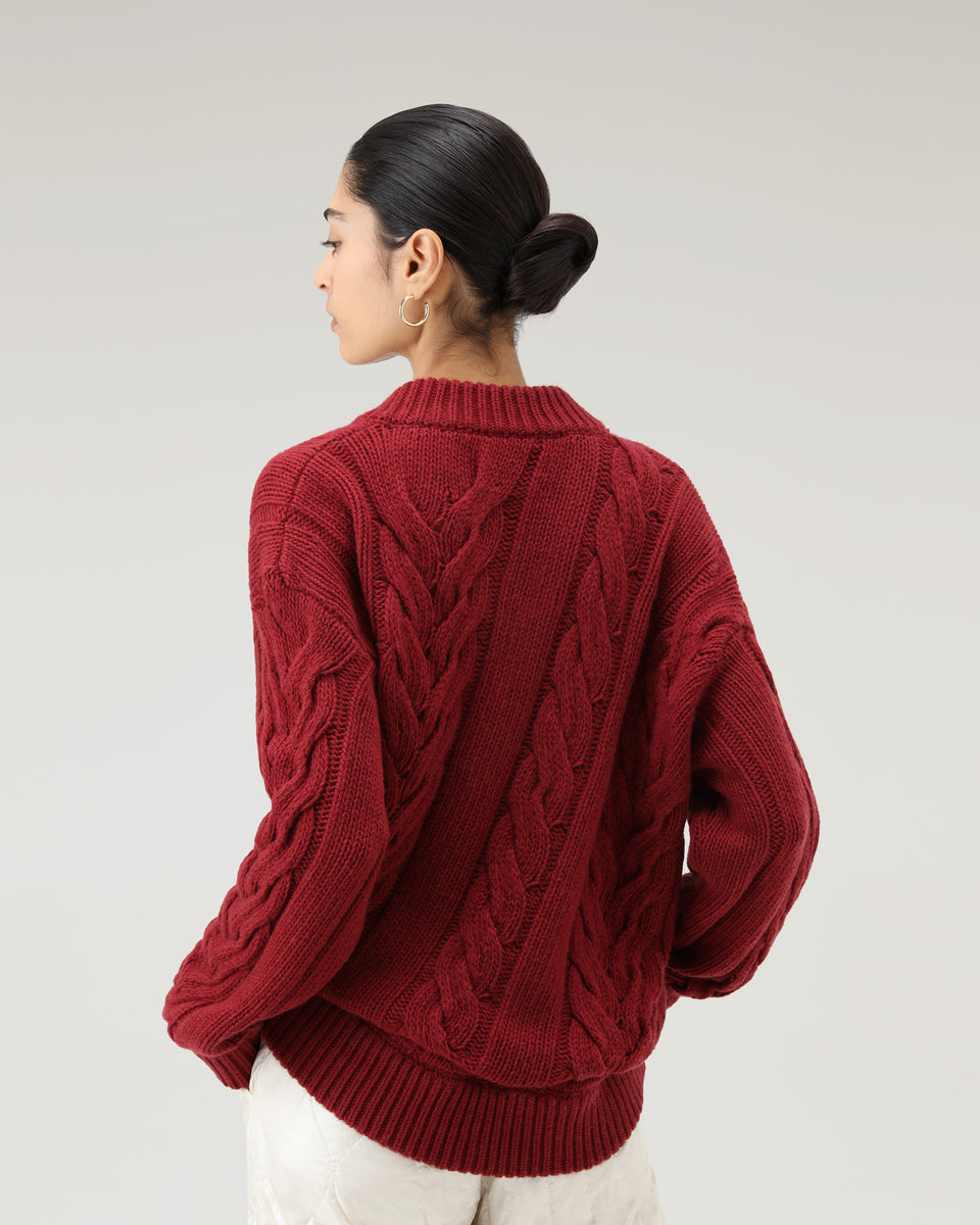 DC Oversized Cable Sweater Dark Red