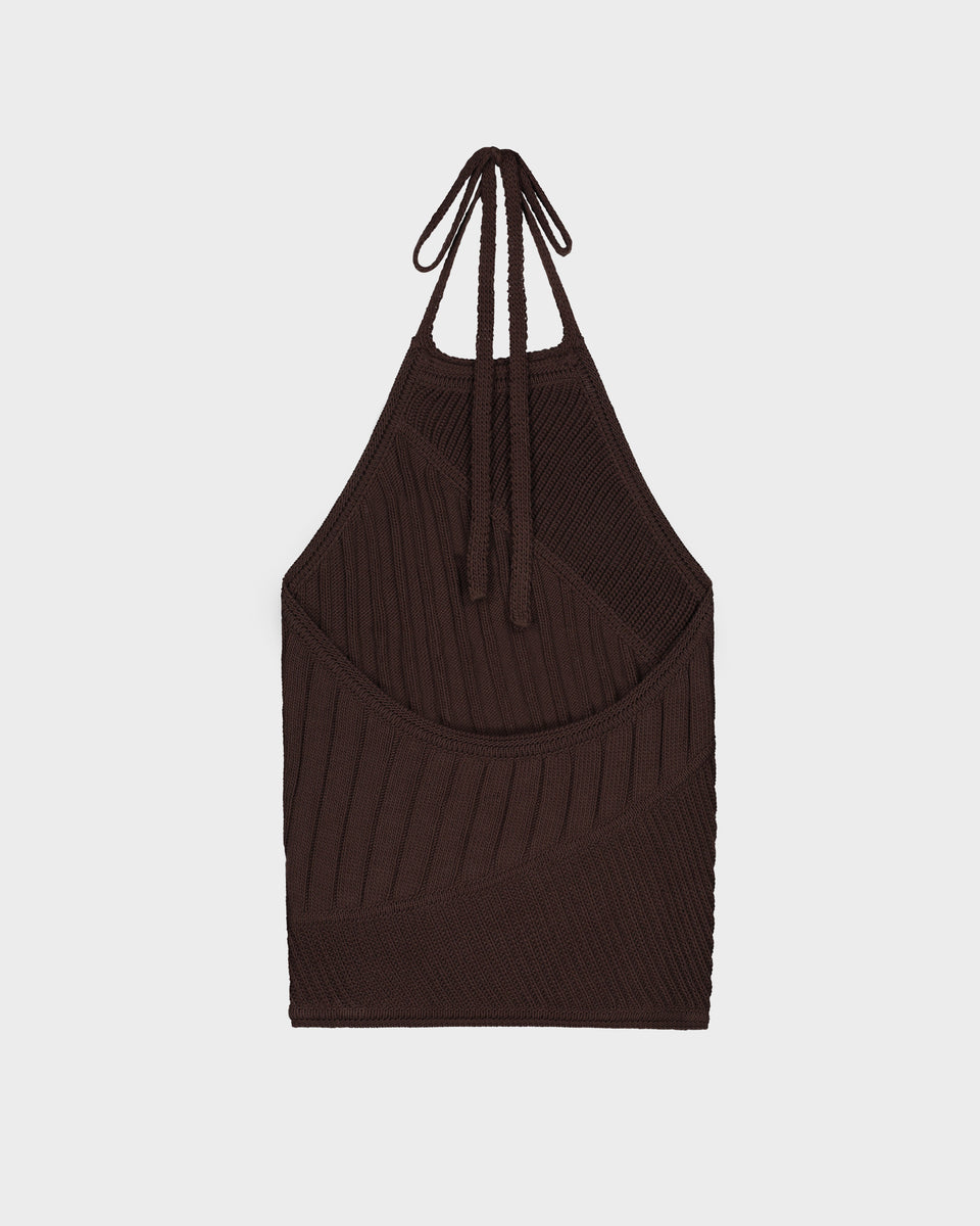 DC Knit Halter Top Chocolate Brown
